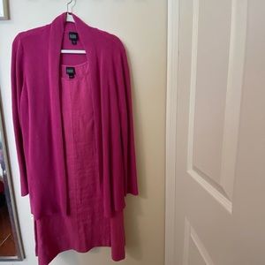 Eileen Fisher linen dress and cardigan set L